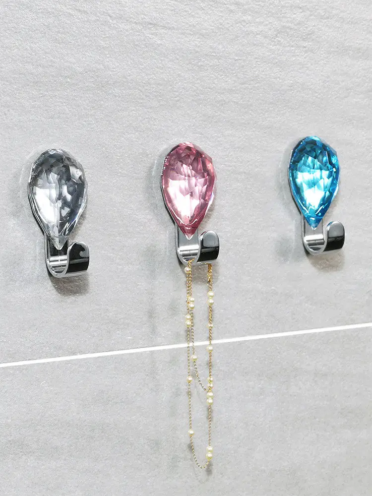 Bathroom Robe Hook Gemstone Type Clothes Hooks Wall Mounted Nail Free Clothes Rack Luxury Key Hanger Bath Hardware Free Shipping