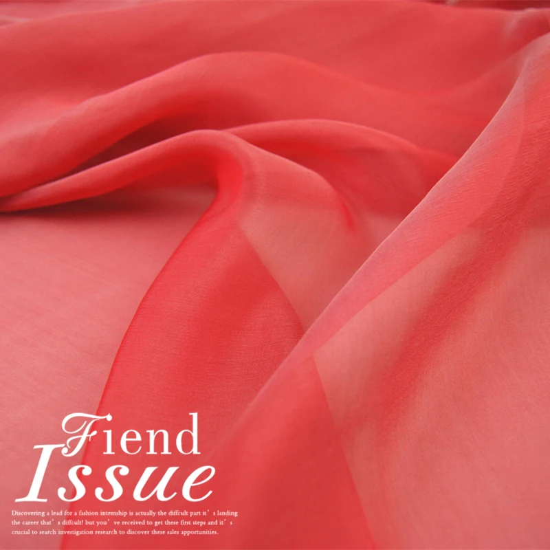 

Silk Chiffon Fabric Dress White and Red Yarn Dyed Large Wide Real Light through Dress Shirt Lining Cloth DIY Sewing Tissue