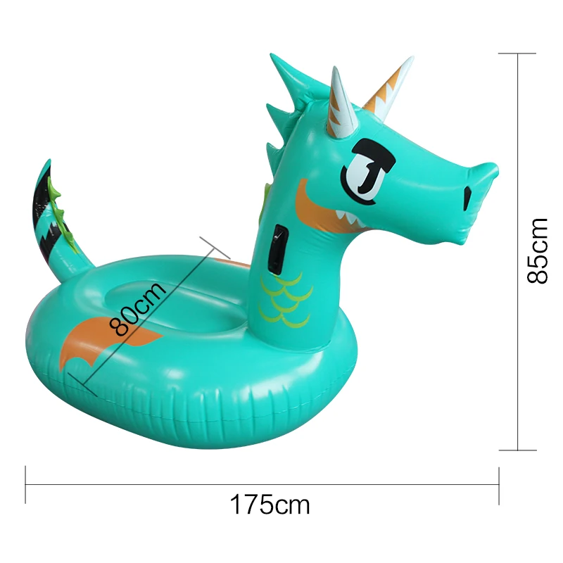 Child Green Dragon Dinosaur Pool Float Inflatable Air Mattress Adult Kids Rider On Summer Water Play Swimming Ring Fun Life Raft