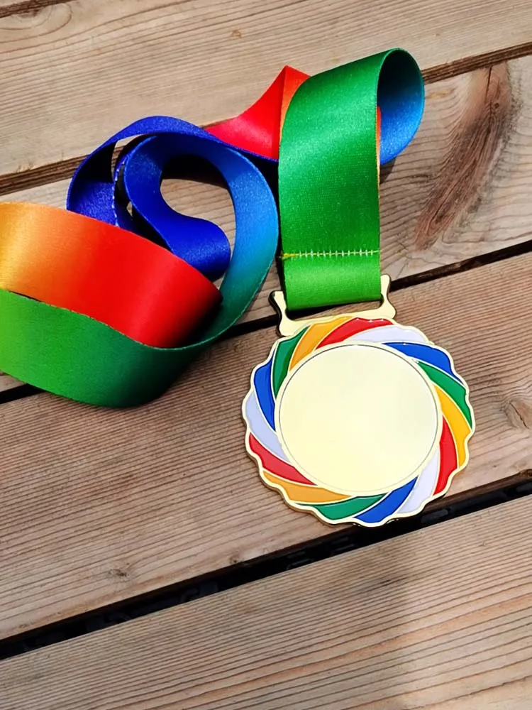 Blank Medals Ear of Color Sun Medal with Color Ribbon70mm Gold Silver Copper Color Medal