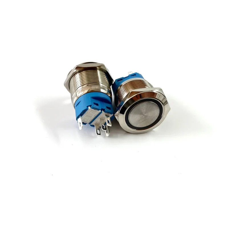 12/16/19/22mm Waterproof Metal Push Button Switch LED Light Momentary Latching Car Engine Power Switch 5V 12V 24V 220V Red Blue