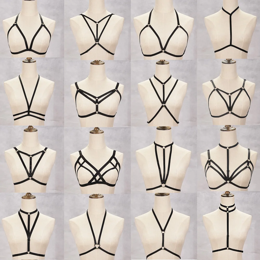 BONDAGE STRAPPY Harness Body Cage Women Sexy Lingerie Fetish Crop Tops Bra Harajuku Gothic Rave Festival Bralette Body Harness