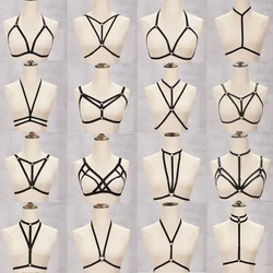 BONDAGE STRAPPY Harness Body Cage Women Sexy Lingerie Fetish Crop Tops Bra Harajuku Gothic Rave Festival Bralette Body Harness