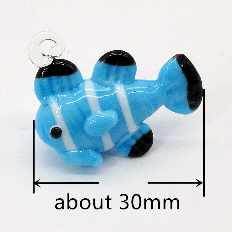 Wholesale Custom Handmade Murano Glass Clown Fish Ornament Pendant Home Aquarium Decor NIPPON STYLE Mini Cartoon Animal Figurine