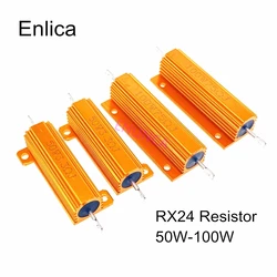 RX24 50W 100W Aluminum Power Metal Shell Case Wirewound Resistor 0.01 ~ 100K 0.05 0.1 0.5 1 2 4 6 8 10 20 100 150 200 300 50 ohm