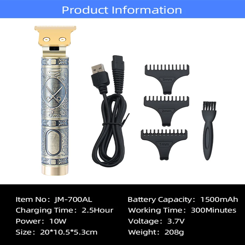 Display Professional Hair Clipper Barber Haircut Sculpture Cutter Rechargeable Razor Trimmer Adjustable Cordles Edge For Men