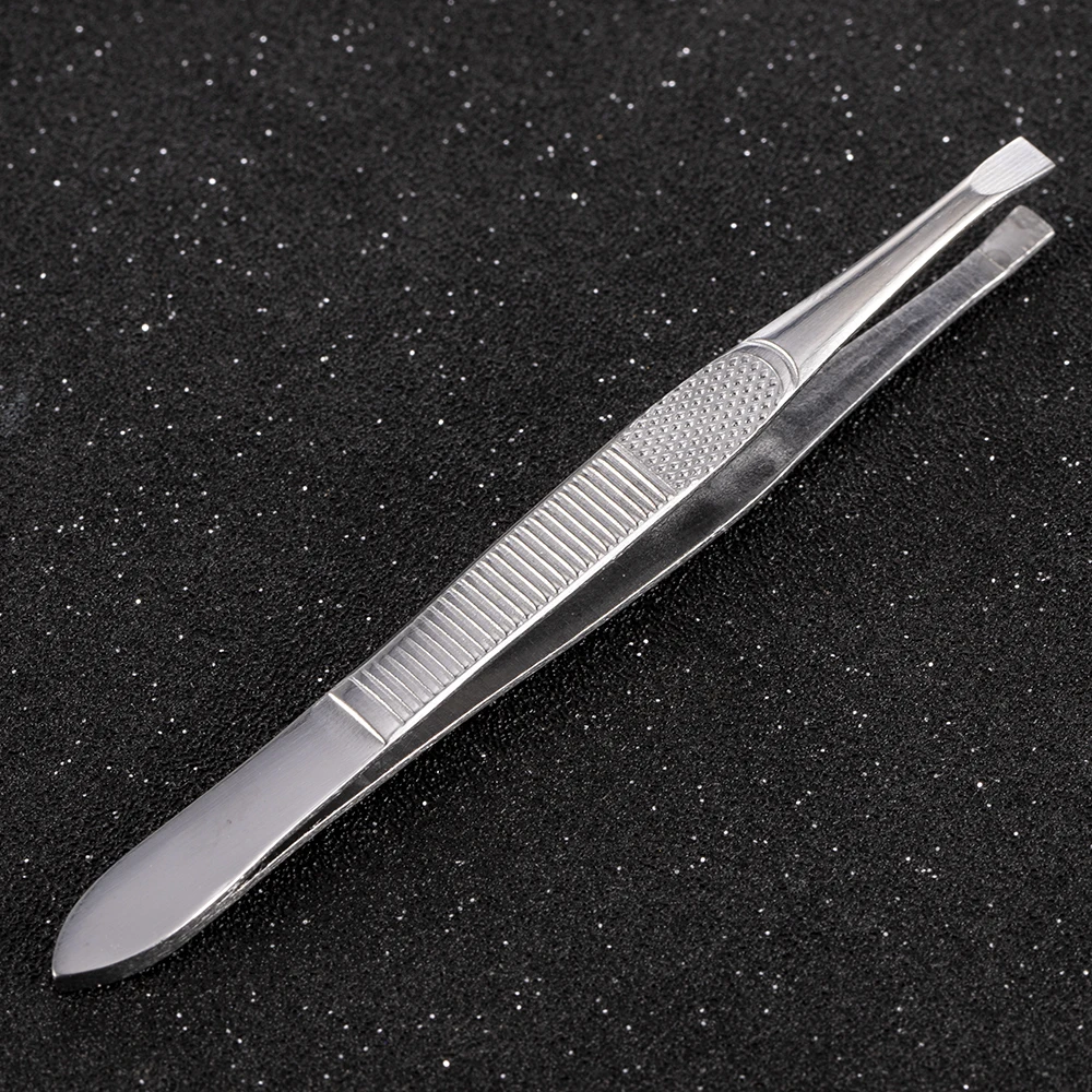 1PC Eyebrow Tweezer Hair Flat Tip Puller Stainless Steel Eye Brow Clips Effective Eyelash Extension Removal Beauty Makeup Tool