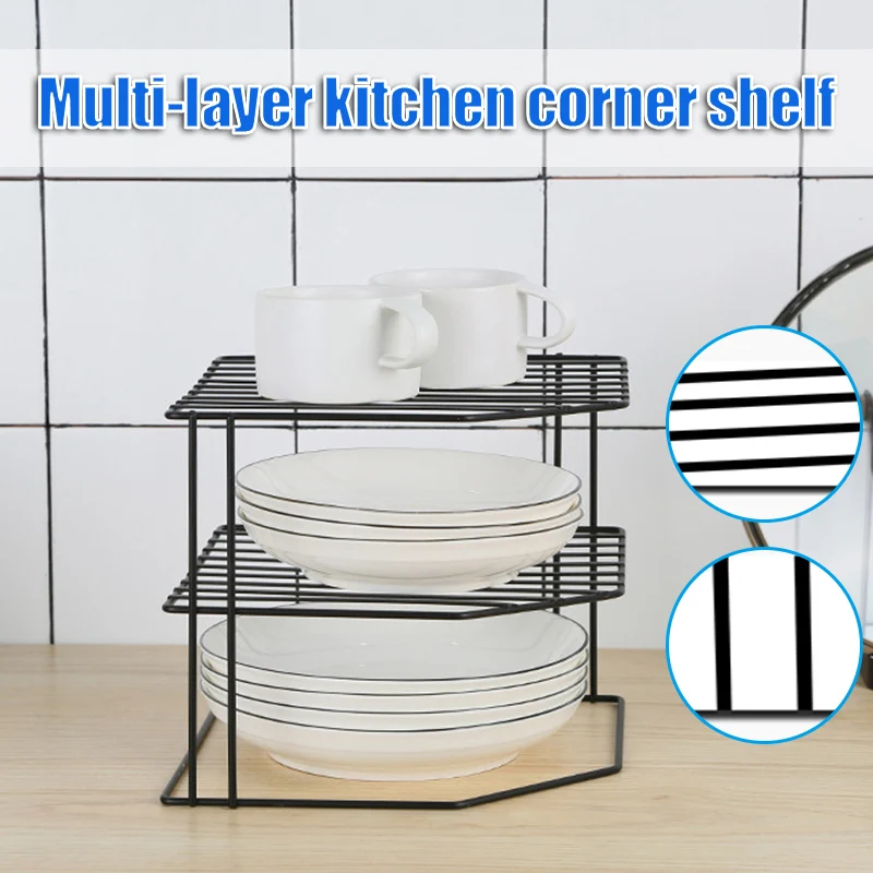 3-tier Cabinet Corner Shelf Multipurpose Organization Rack For Cups Dishes Cupboard Pantry Kitchen Storage Rack Home Storage