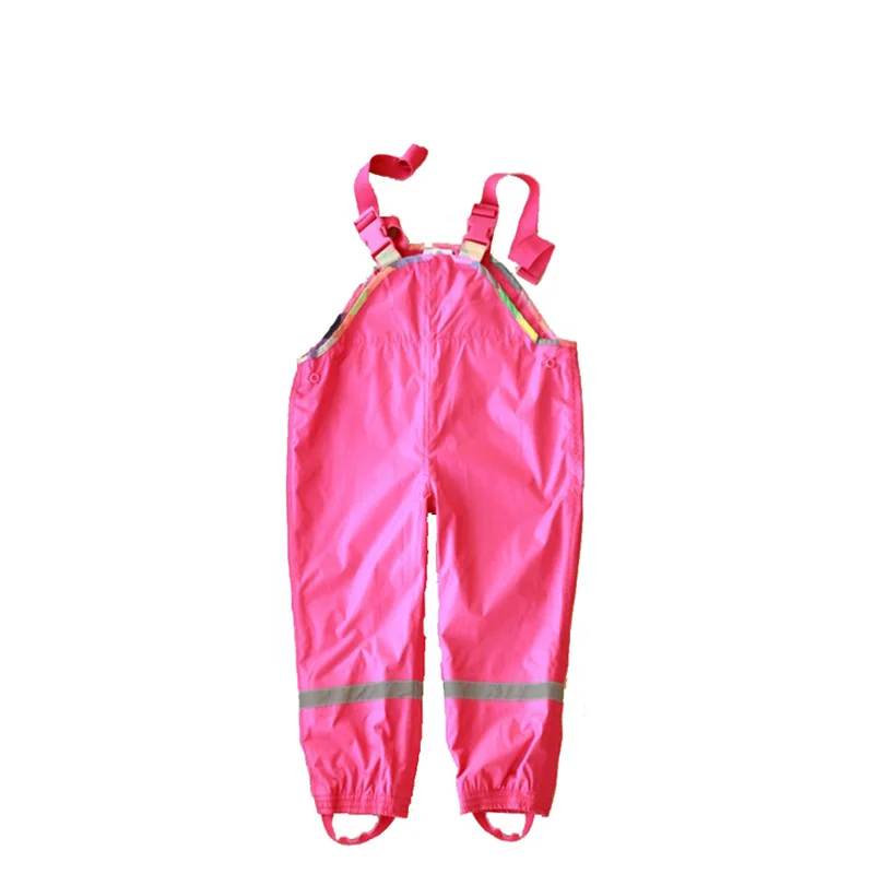 2025 new boys and girls solid color bib pants, 1-9 year old children's overalls, waterproof pants, red green blue powder