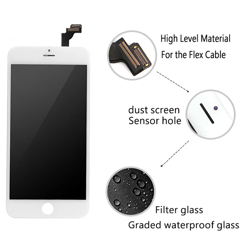 Pantalla de grado AAA +++ para iPhone 6, 6S, 7, 8 Plus, LCD con montaje de digitalizador de pantalla táctil 3D perfecto para iPhone 5, pantalla de