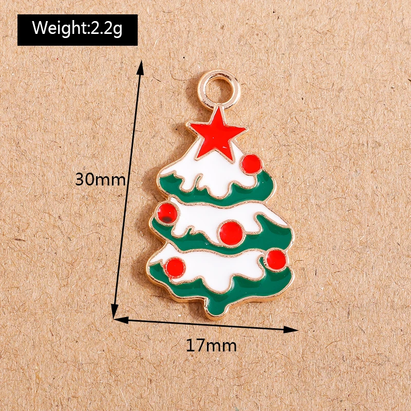 10 Stück Mix süße Emaille-Weihnachtsanhänger für die Schmuckherstellung, Weihnachtsbaum, Hirschglocke, Charms-Anhänger für Halsketten, Ohrringe, Geschenke – Detail 8