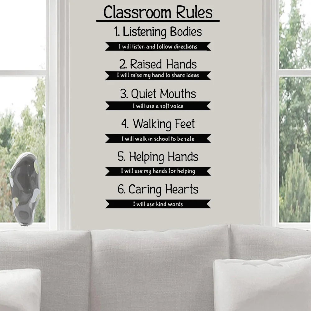 School Classroom Decor Students Clarssroom Rules Vinyl Wall Sticker Study Regulation Wall Decals Class Rule Vinyl Murals