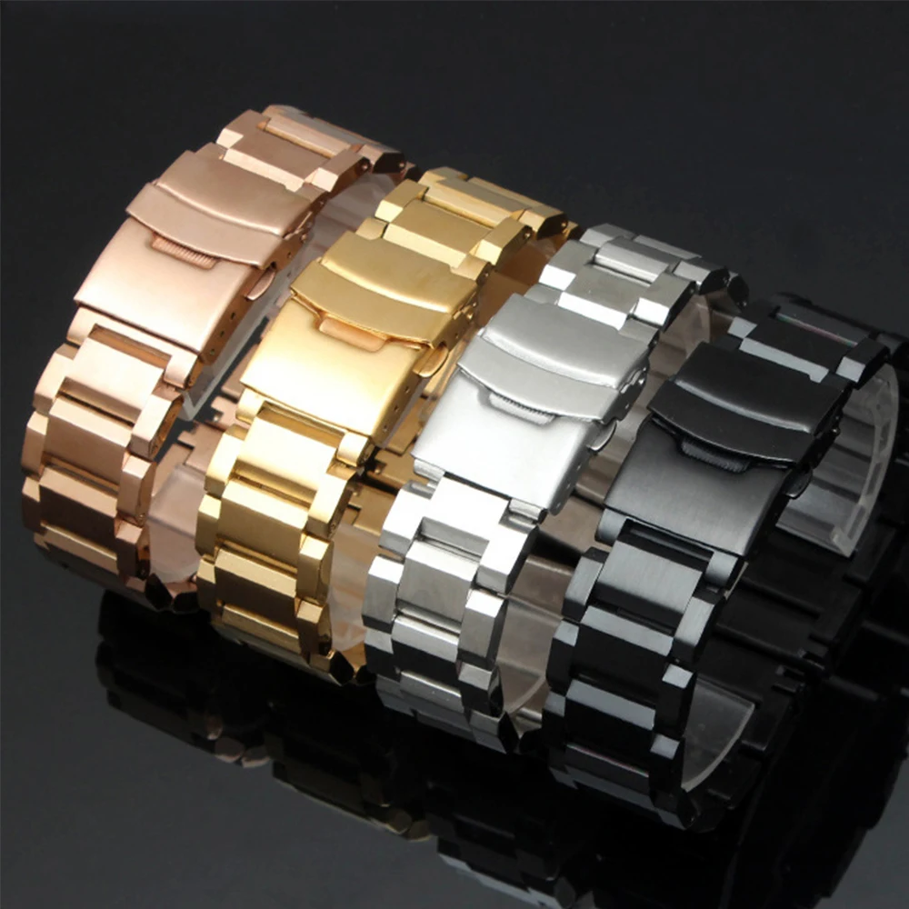 Solid Stainless Steel WatchBand Quick Release Strap 18mm 19mm 20mm 21mm 22mm 23mm 24mm 25mm Universal Wrist Band Accessories