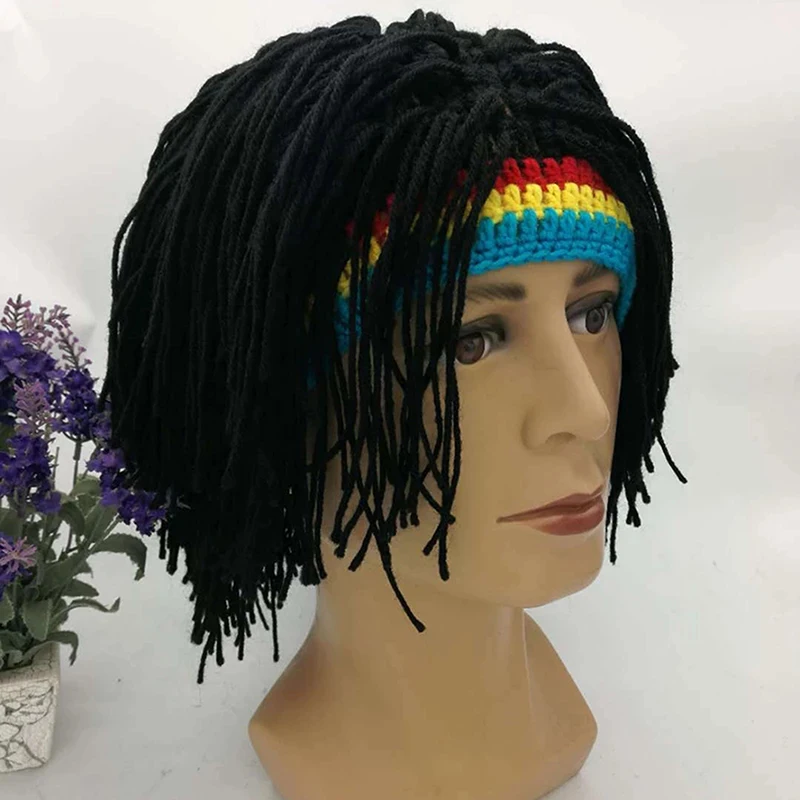 New Arrival Rasta Wig Cap Beanie Hat Jamaica Rasta Handmade Cap Reggae Dreadlocks Africa Roots Wig Bob Marley