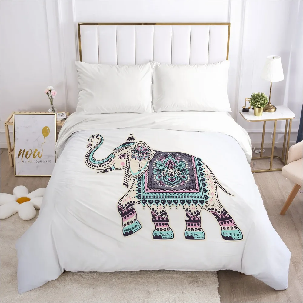 Customize 3D Duvet Cover with Zipper Comforter/Quilt/Blanket Cover 140x200 200x220 Bohemia Elephant Bedding Drop ship