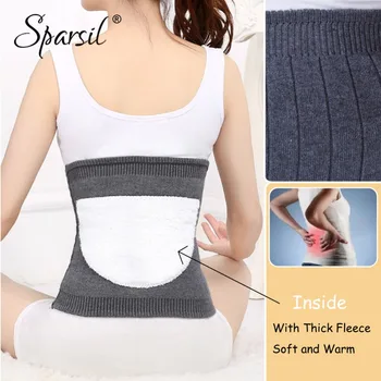 Sparsil Women Elastic Cashmere Knit Waist Back Support Slimming Shaper Cummerbunds Winter Thick Fleece Warm ColdProof Protector