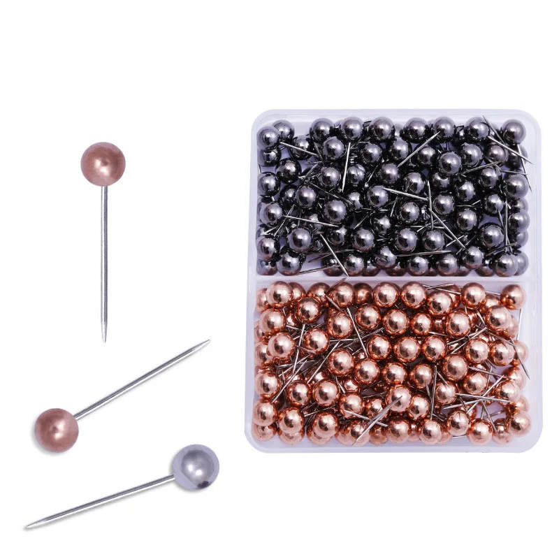 100PCS Map Tacks Push Pins 4MM 6MM Plastic Head with Steel Point Cork Board Safety Colored Thumbtack Office School Supply