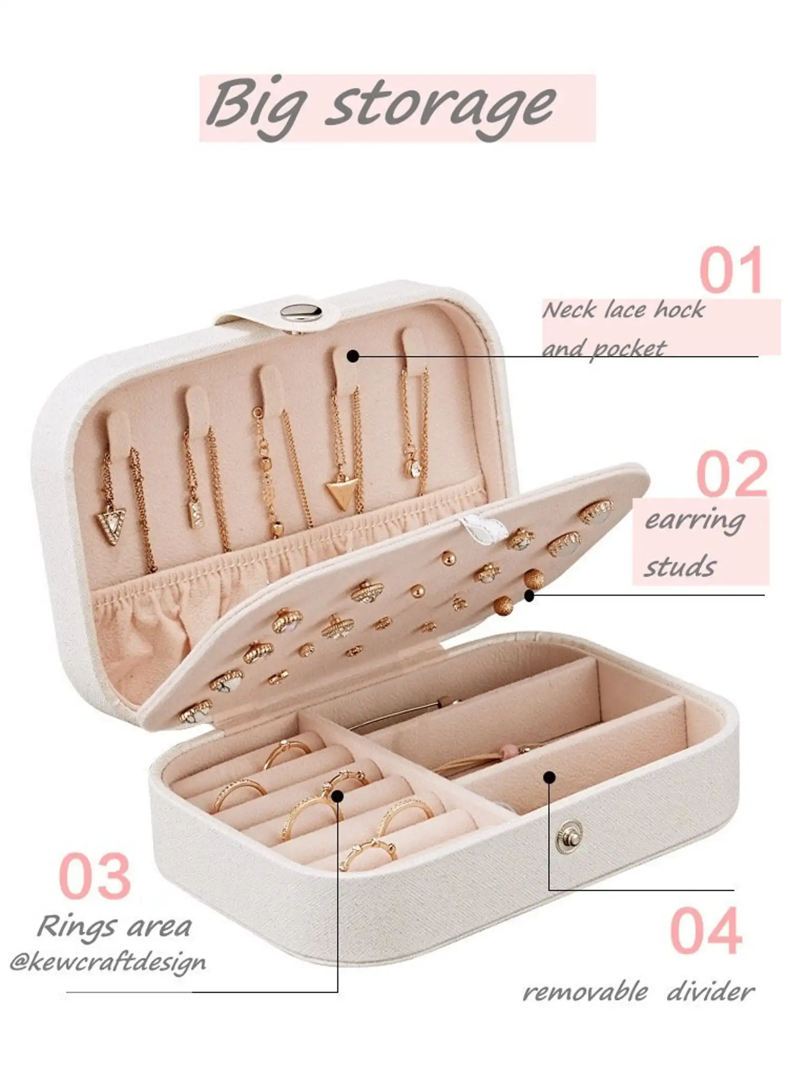 Personalized Jewelry Box Travel Jewelry Organizer Cases Jewelry Storage Box for Necklace Earrings Rings Display Organizer Box