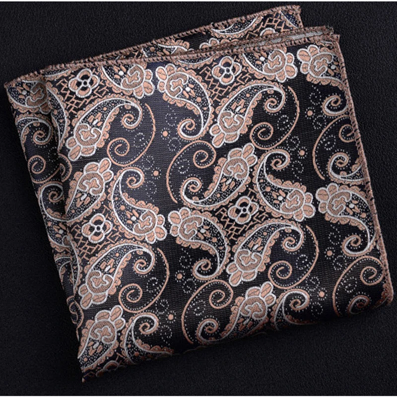 fashion men neck tie handkerchief embriodery suit mens wedding silk pocket square luxury paisley striped handkerchief red hanky