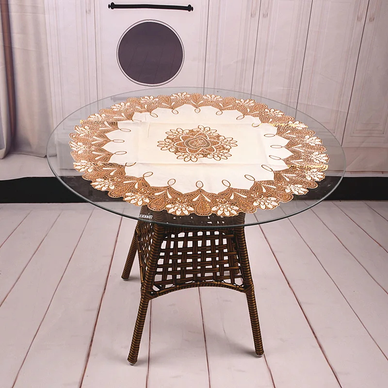 BEI European style PVC hot gold round silvery tablecloth oil proof tablecloth home decora Hotel hollow out small disc table mats