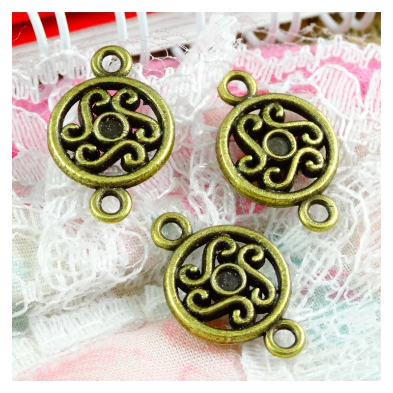 

80PCS 12*19.1MM Antique Bronze Color Zinc Alloy 2 Holes Flowers Connect Charms Diy Jewelry Accessories