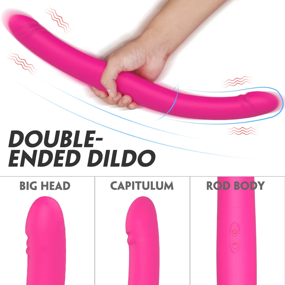 Double Motor Lesbian Super Long Dildo Vibrators Automatic Thrust 9 modes Double Sex Toy For Lesbian Vibrators Stimulation Orgasm