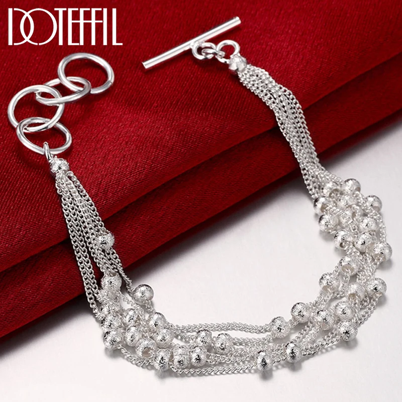 

DOTEFFIL 925 Sterling Silver 18K Gold Frosted Bead Chain Grapes Bracelet For Women Wedding Engagement Party Jewelry