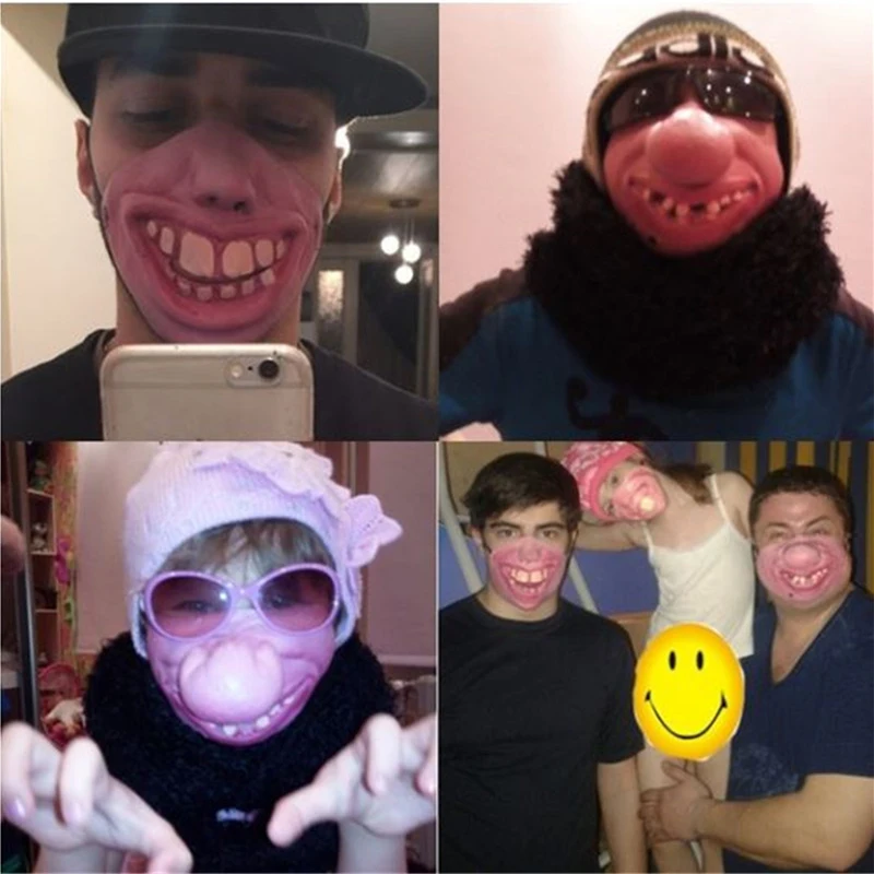 1 szt. Zabawna maska ​​na imprezę dla dorosłych lateksowy klaun Cosplay pół twarzy straszne straszne maski przebranie na karnawał dekoracja na imprezę halloweenową Supplie — zdjęcie 5