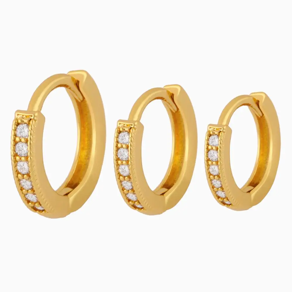 OCESRIO DIY Gold Small Single Row Zircon Earrings Hooks For Women With Small White Stone Crystal  Earring Jewelry erha067