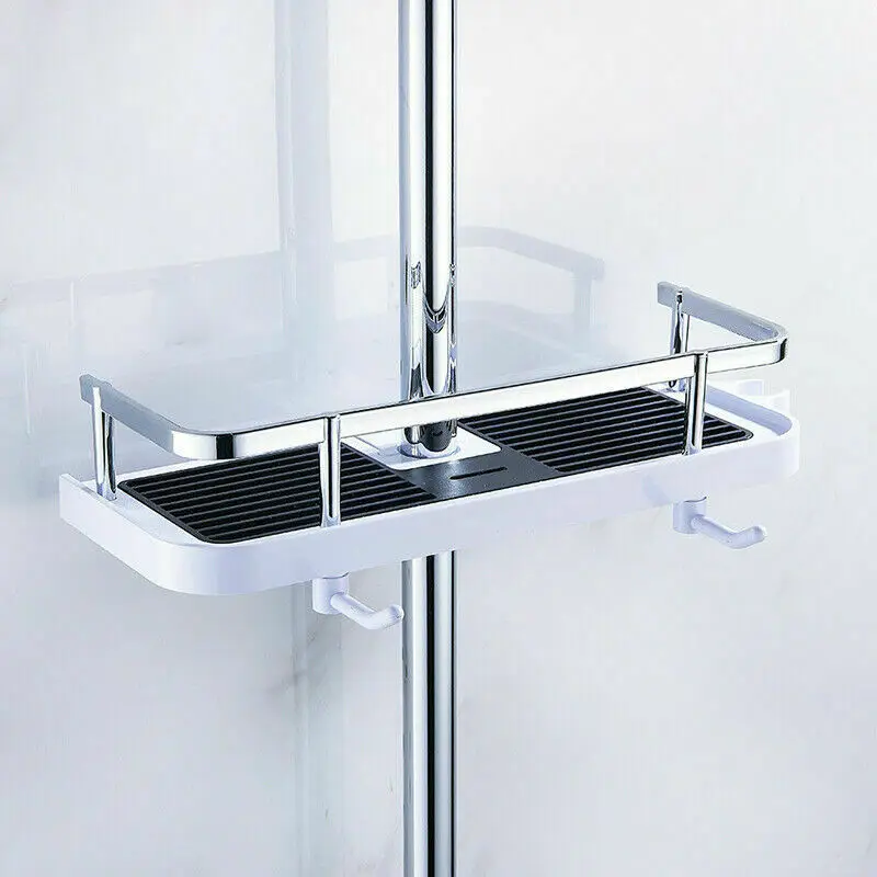 

Bathroom Hanging Pole Shower Storage Rack Holder Organizer Bathroom Shelves Shower Shampoo Tray Single Tier Shower Head Holder