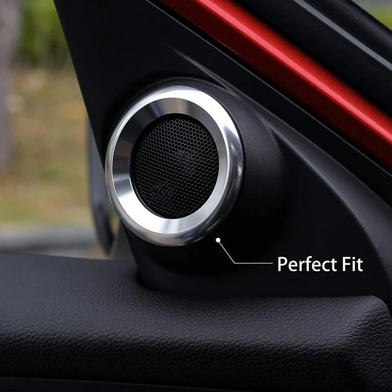 for 10Th Gen Civic A-Pillar Loudspeaker Decorations Circle Rings, Car Door o Speaker Trims for Honda Civic 2016-2019