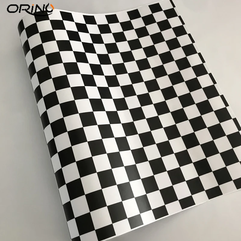 White Black Checkered Flag Racing Multi-Use Square Motorcycle Outdoor Sports Car Wrap Sticker Camo Vinyl Sheet With Air Bubble