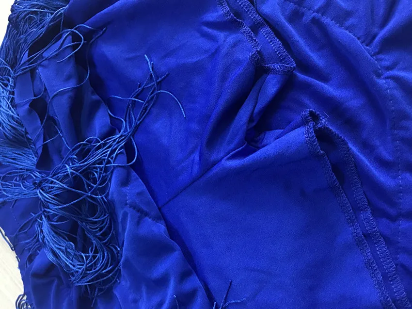 Nieuwe Latin dansrok voor volwassenen Dames met franjes Kwastje Rood Blauwe rok Dames Latin dansrok met onregelmatige V-vormige rok