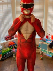 3D Print Kyoryu Sentai Zyuranger Ranger Cosplay Costumes Red Rangers Cheap Zentai Bodysuit without Mask