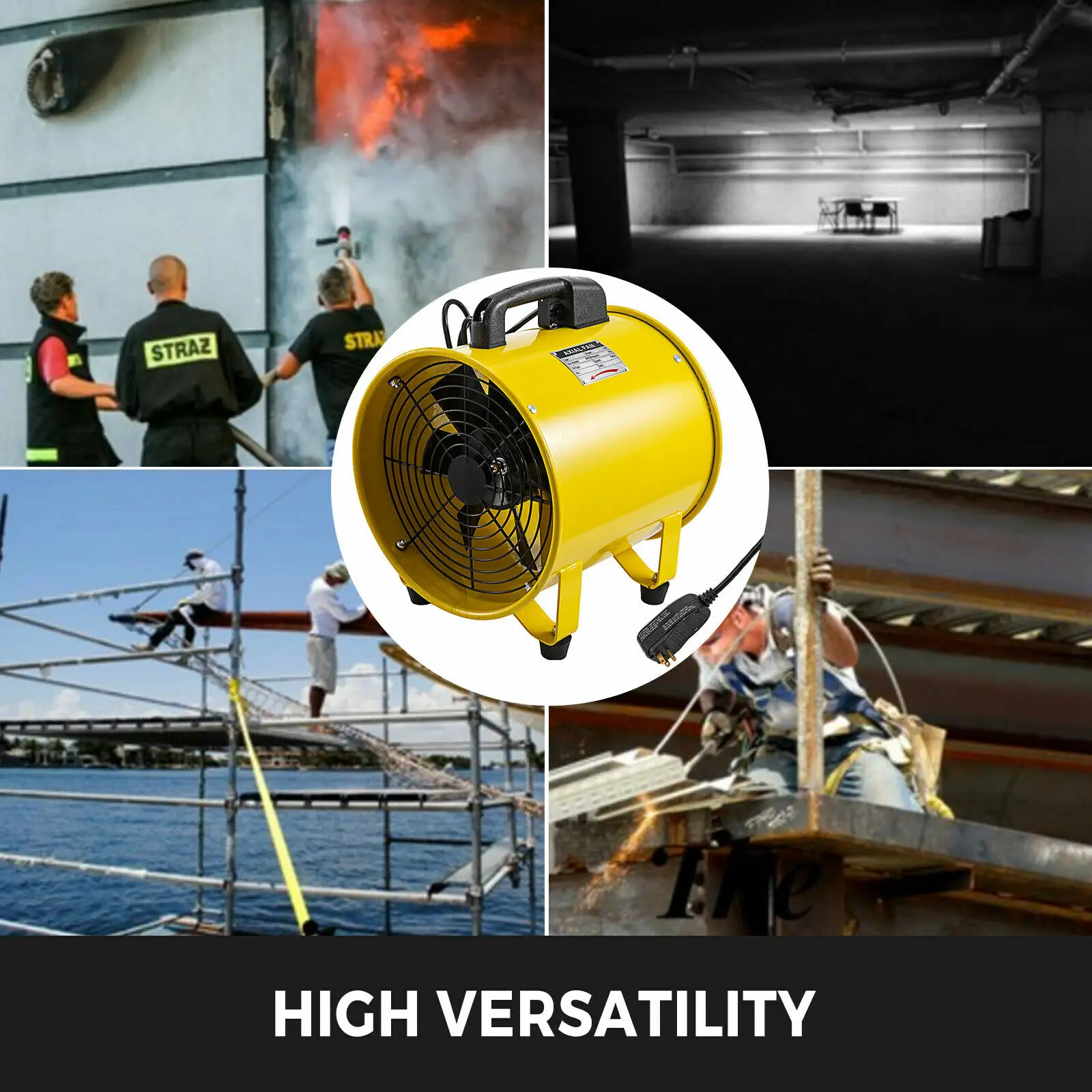 Ventola di ventilazione portatile VEVOR 12in 16in Utility Blower con tubo flessibile del ventilatore da 5 metri per aree di accesso limitate fabbriche di spazi per gattonare