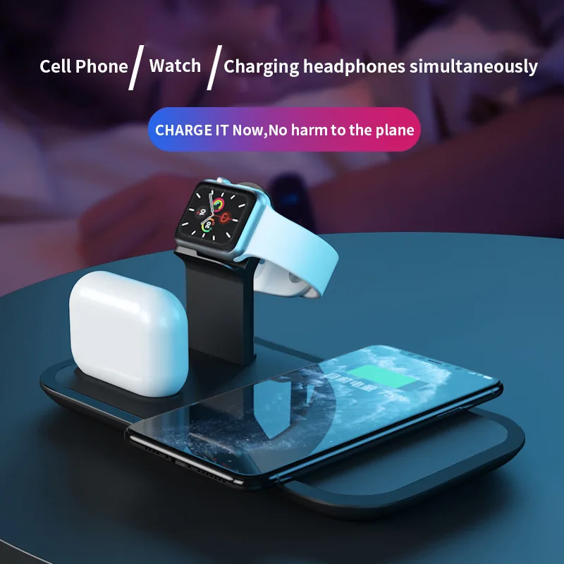 Three In One Wireless Charger Fast Charging for iPhone iWatch Headset Wireless Charging Bracket Mobile Phone Seat Charging