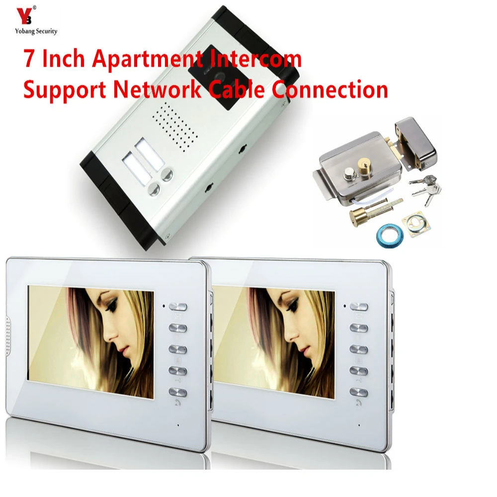 

7 Inch TFT Color LCD Video Door Phone Intercom System with High Definition Wired Doorbell Camera,Support unlock