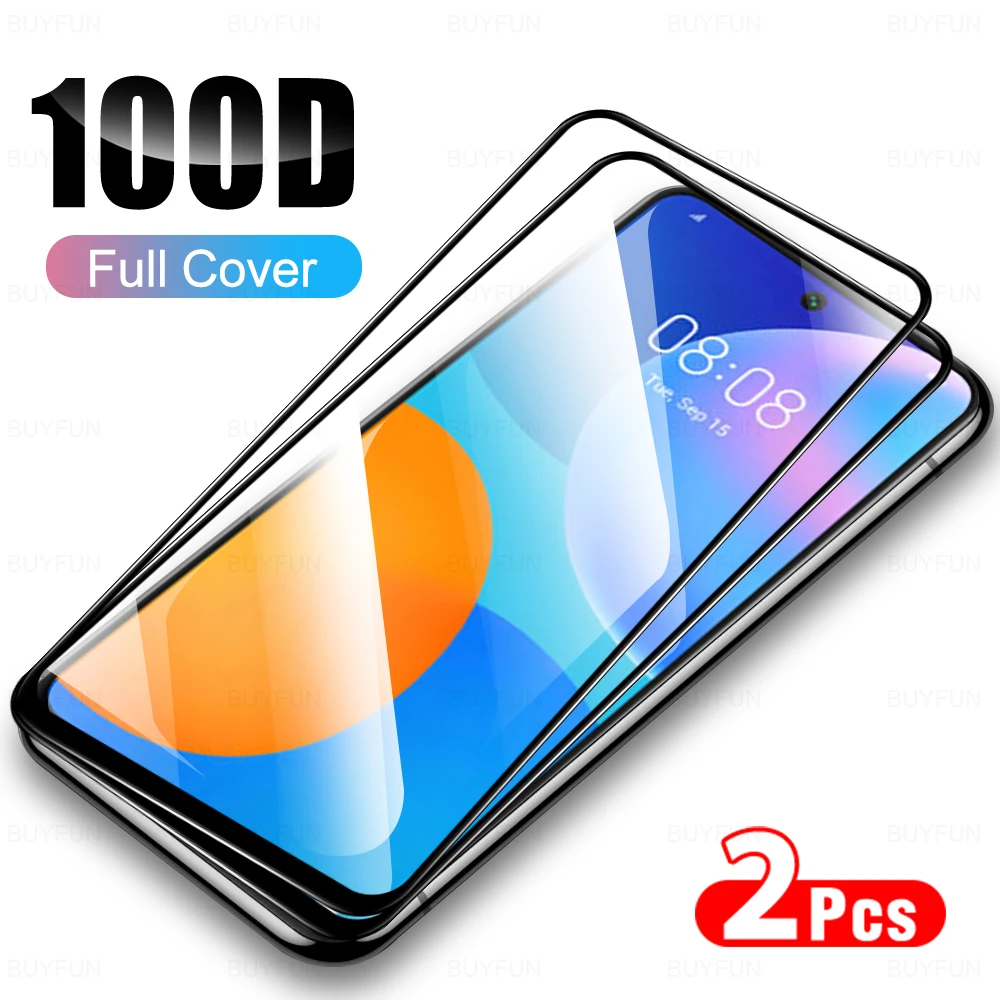 2Pcs Screen Protector untuk Huawei P Smart 2021 2020 2019 Psmart Plus 2019 2021 Full Cover Tempered Glas 6.67 "PPA-LX1 PPA-LX2 HD