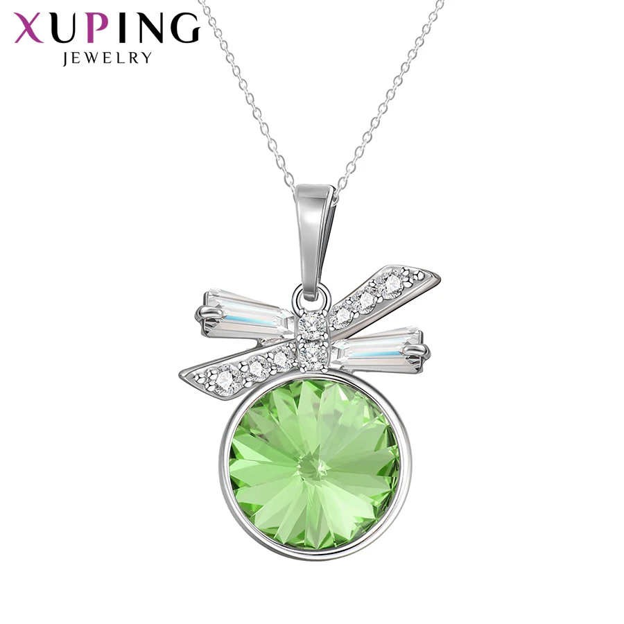 Xuping Jewelry Hota Sale Elegant Ladies Crystal Pendant Necklace with Rhodium Plated 40214