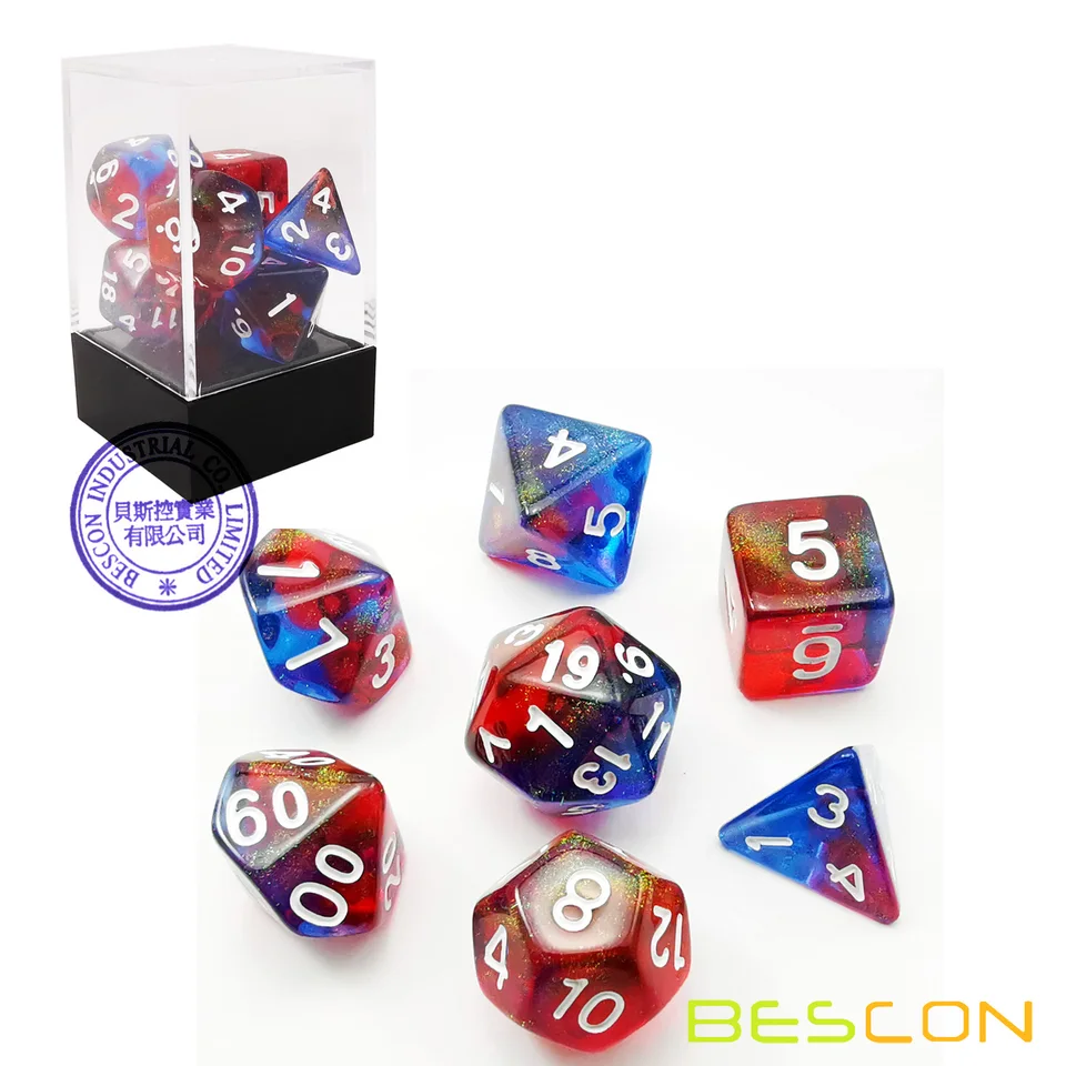 Set De 100 Dés Polyédriques Aléatoires – D&D, RPG – Couleurs Variées – Taille Standard – Sac En Flanelle Inclus – Bescon