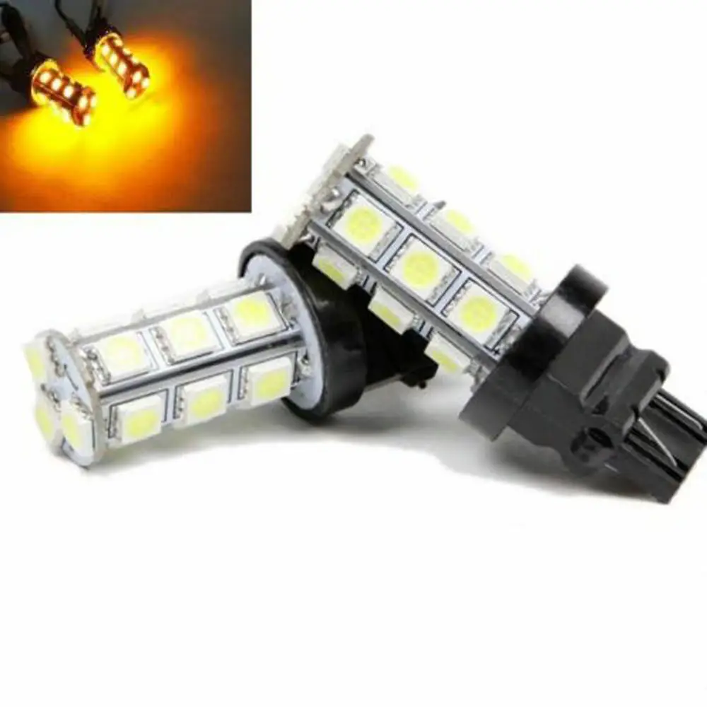 

2Pcs Amber 18SMD 5050 3157 LED Reverse Back Up Brake Stop Turn Tail Light Bulbs Car Accessories Bright Safety Durable