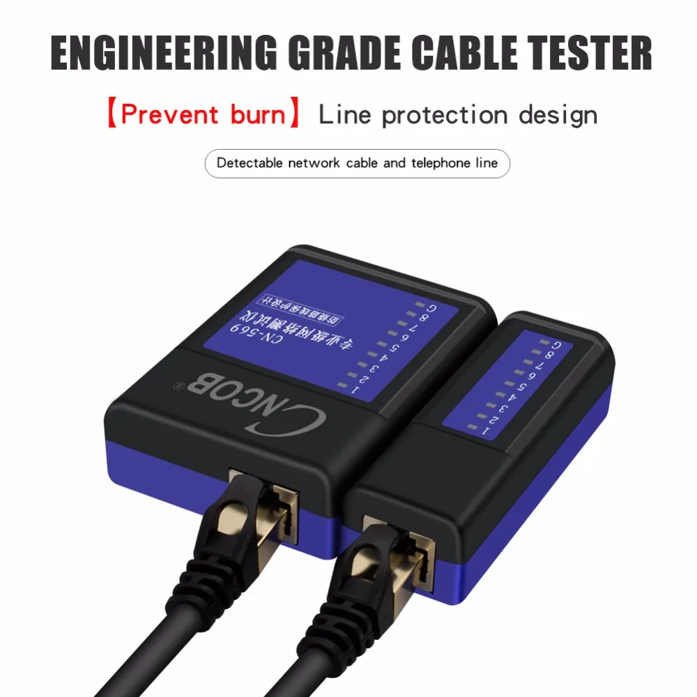 Probador de Cable de grado Industrial, interfaz RJ45 RJ11 en uno, herramienta de reparación de línea telefónica multifunción de prueba de Cable