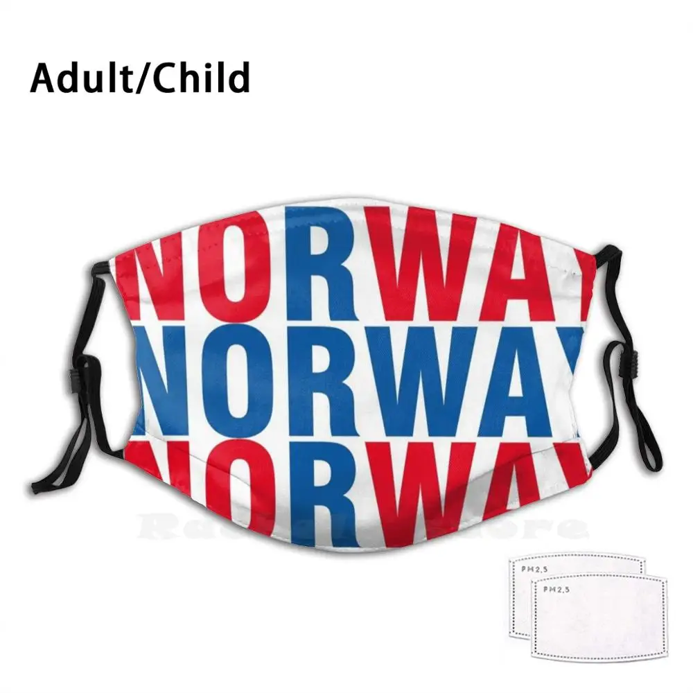 Norway Flag Adult Kids Anti Dust Filter Diy Mask Norway Norwegian Norway Flag Oslo Norway Team Norge Typography Norway Valhalla