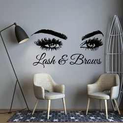 Pegatina de pared de vinilo para salón de belleza, calcomanías de pared para dormitorio, sala de estar, decoración de pestañas y cejas, murales, papel tapiz