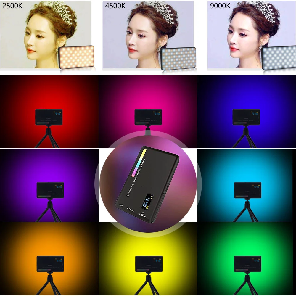 LUXCEO W140 LED RGB Video Light with Tripod Full Color 2500-9000K 3100mAh Photography Camera Light Dimmable Pocket Panel Lights