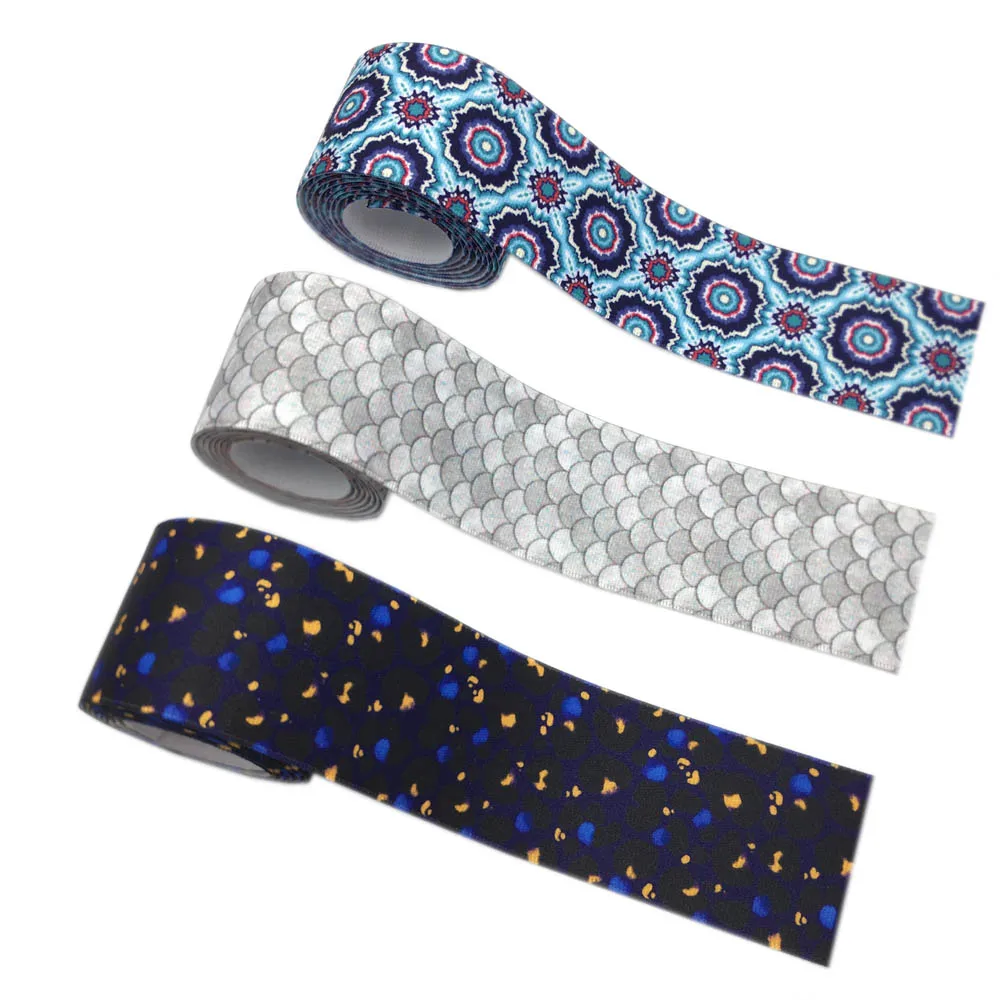 1 Meter 2.5CM 3.8CM Fish Scales Flowers Print Strong Elastic Straps DIY Garment Waist Band Belt Sewing Accessories Wholesale