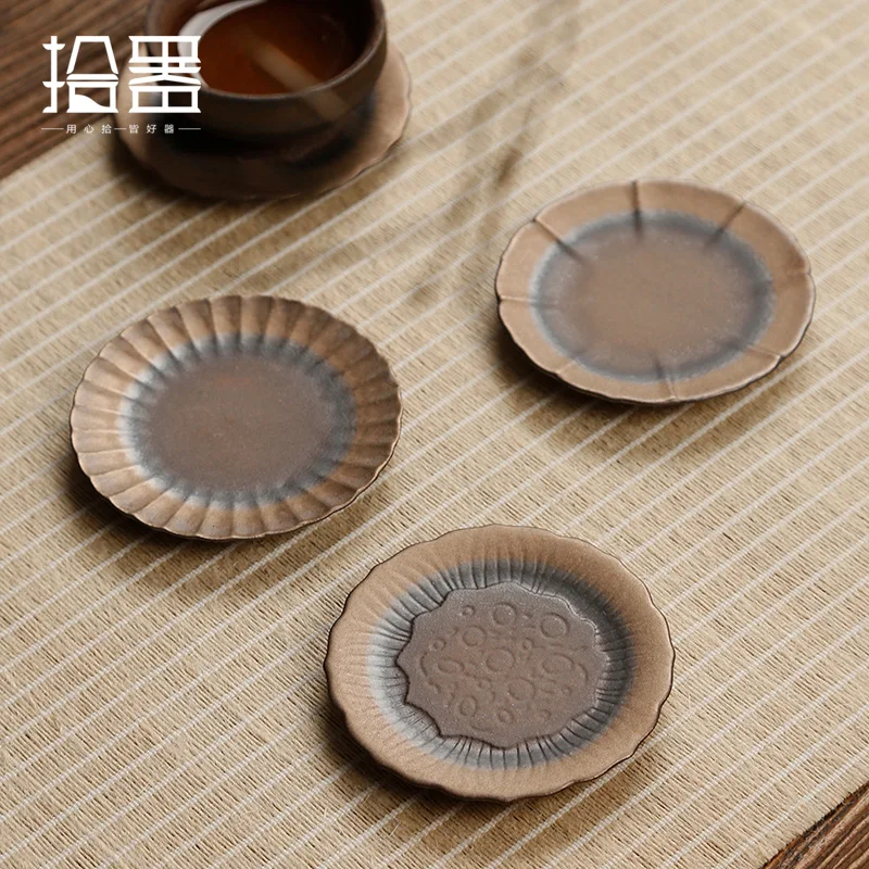 

Stoneware Lotus Coaster Ceramic Kung Fu Tea Set Accessories Tea Cup Holder Japanese Style Pot Insulation Tea Mat Chinese Retro