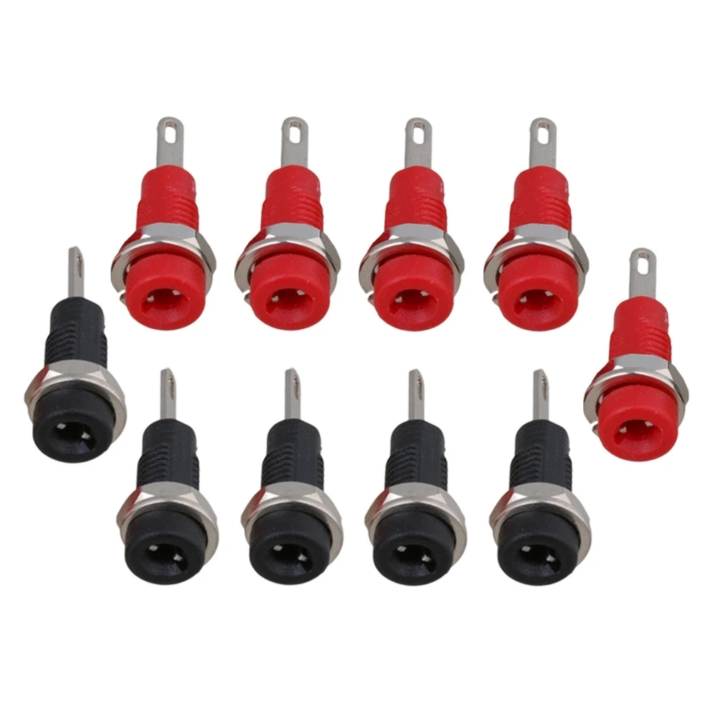 10pcs Binding Post Banana Jack Socket 2mm Panel Mount Test Probe Black + Red