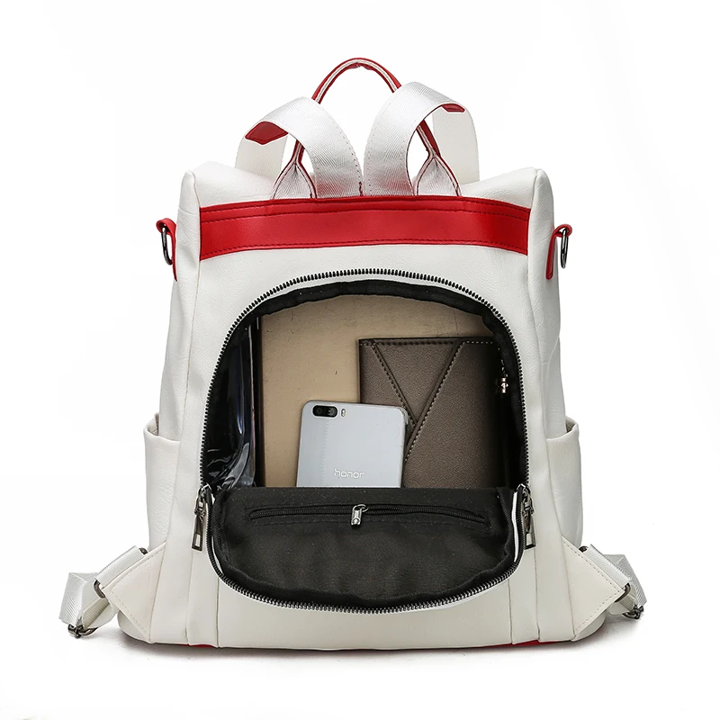 Multifunctional Backpack Women Leather Backpacks Female White School Bags For Teenage Girls Shoulder Bag Travel BackPack Mochila