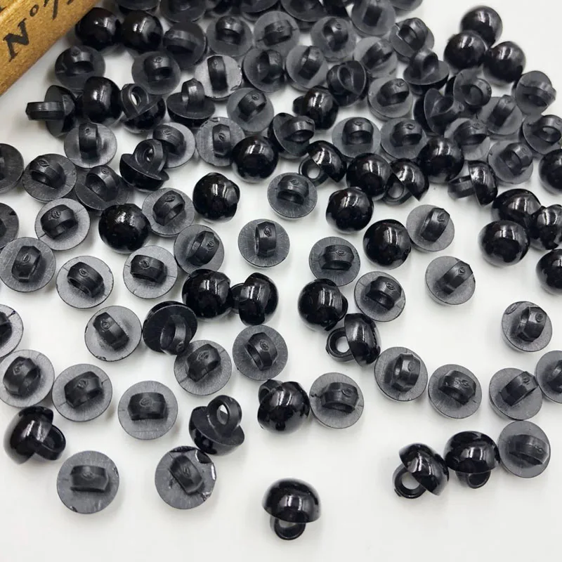 50pcs 8mm Acrylic Mushroom Black Shank Buttons Plastic Decorative Button Negro DIY Sewing Eye For Dolls Toy Eyes PT254